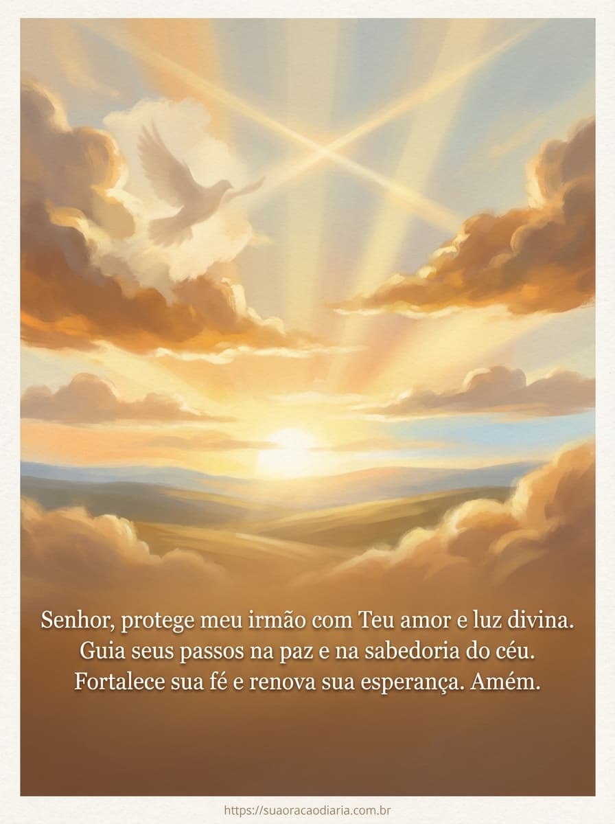 Exemplo de oração personalizada em imagem com céu iluminado